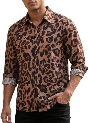 Amazon.com: Verdusa Men's Leopard Zebra Print Short Sleeve Button